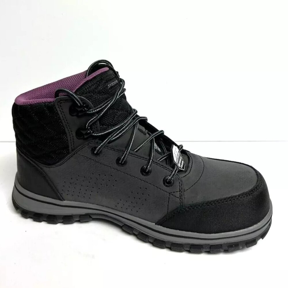 Skechers Black and Purple Ankle Boots work non slip